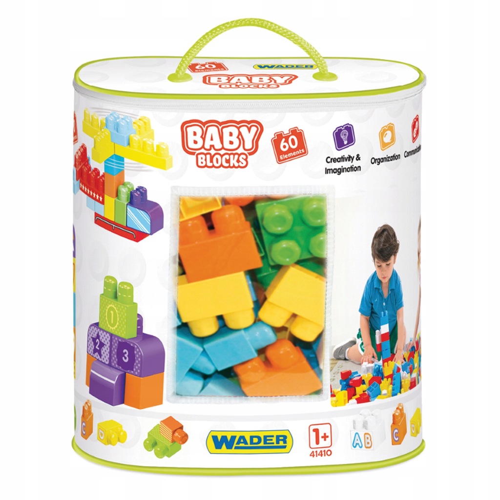 Klocki Wader Baby Blocks 60 elementów + torba