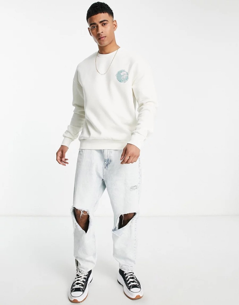 JACK JONES BLUZA MĘSKA BEŻOWA Z NADRUKIEM L 1XBK