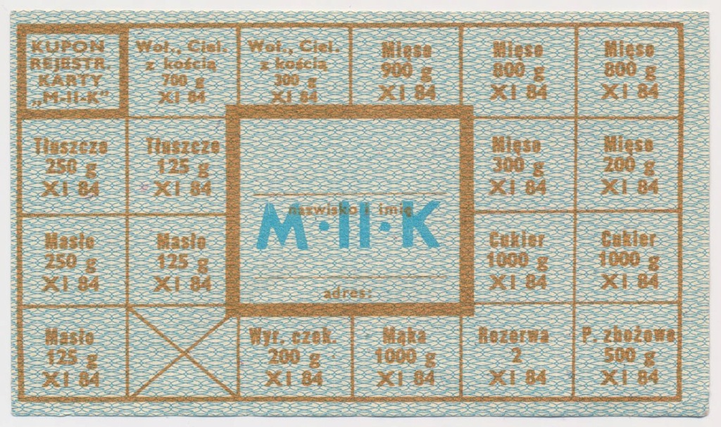 7487. Kartka żywnościowa, MIIK - 1984 listopad