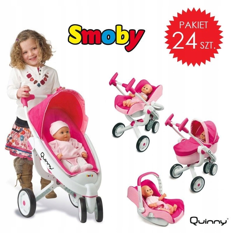 PAKIET - Wózek dla lalki Smoby MAXI COSI Quinny 5w