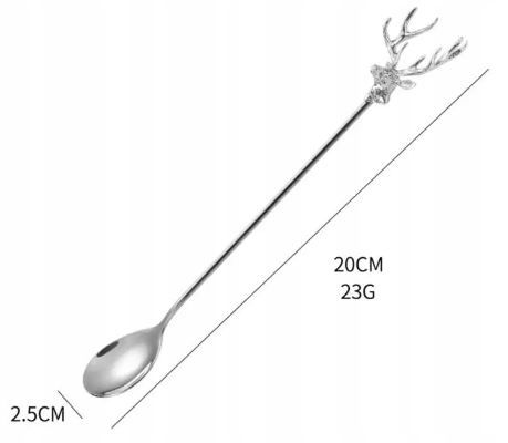 Łoś jeleń ze stali nierdzewnej łyżka do kawy i ciast SREBRNY kolor