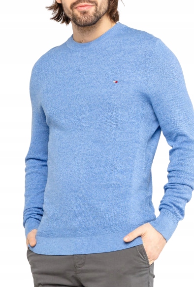 TOMMY HILFIGER SWETER MĘSKI LOGO NIEBIESKI S 1YGA