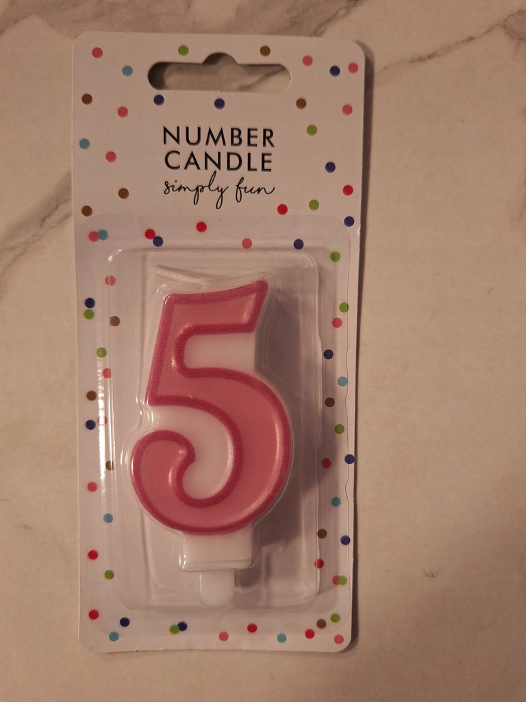Świeczka urodzinowa cyfra 5 Urodziny różowa