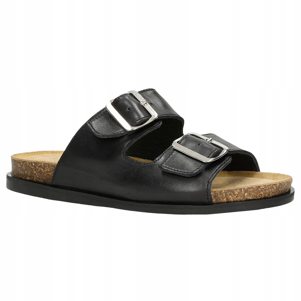 Klapki damskie buty Wojas na korku czarne r. 37