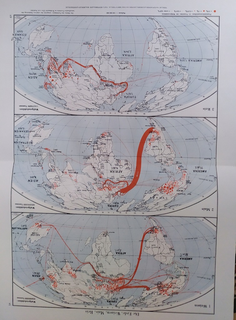 STARA MAPA UPRAWY PSZENICA RYŻ 1939 COLUMBUS