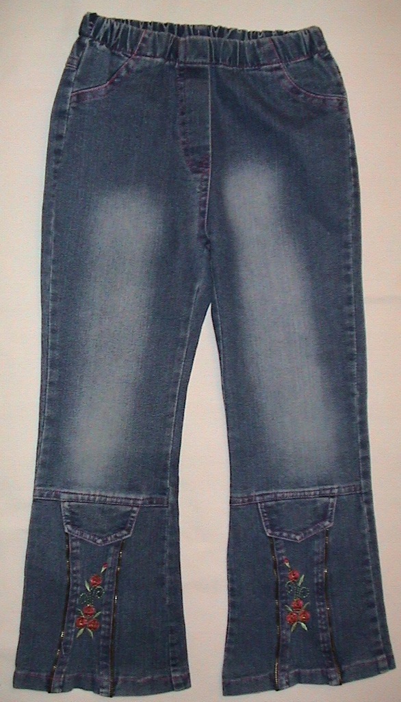 SPODNIE jeans kwiatki - rozm. 122-128 !!!