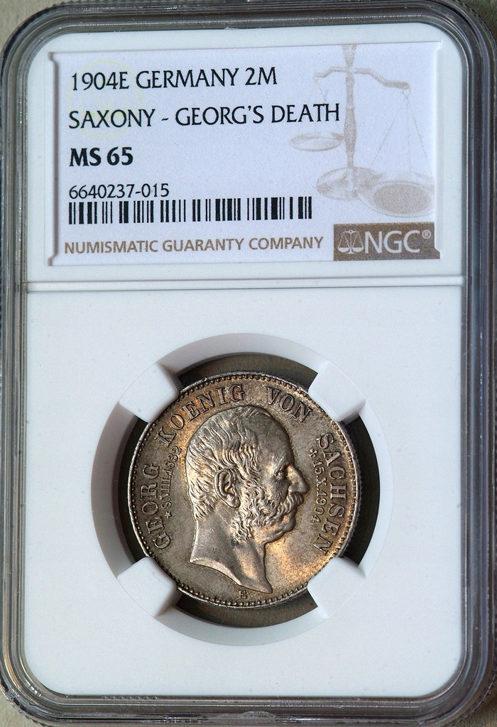 Saksonia - 2 marki 1904 * Georg, pośmiertna * NGC MS 65