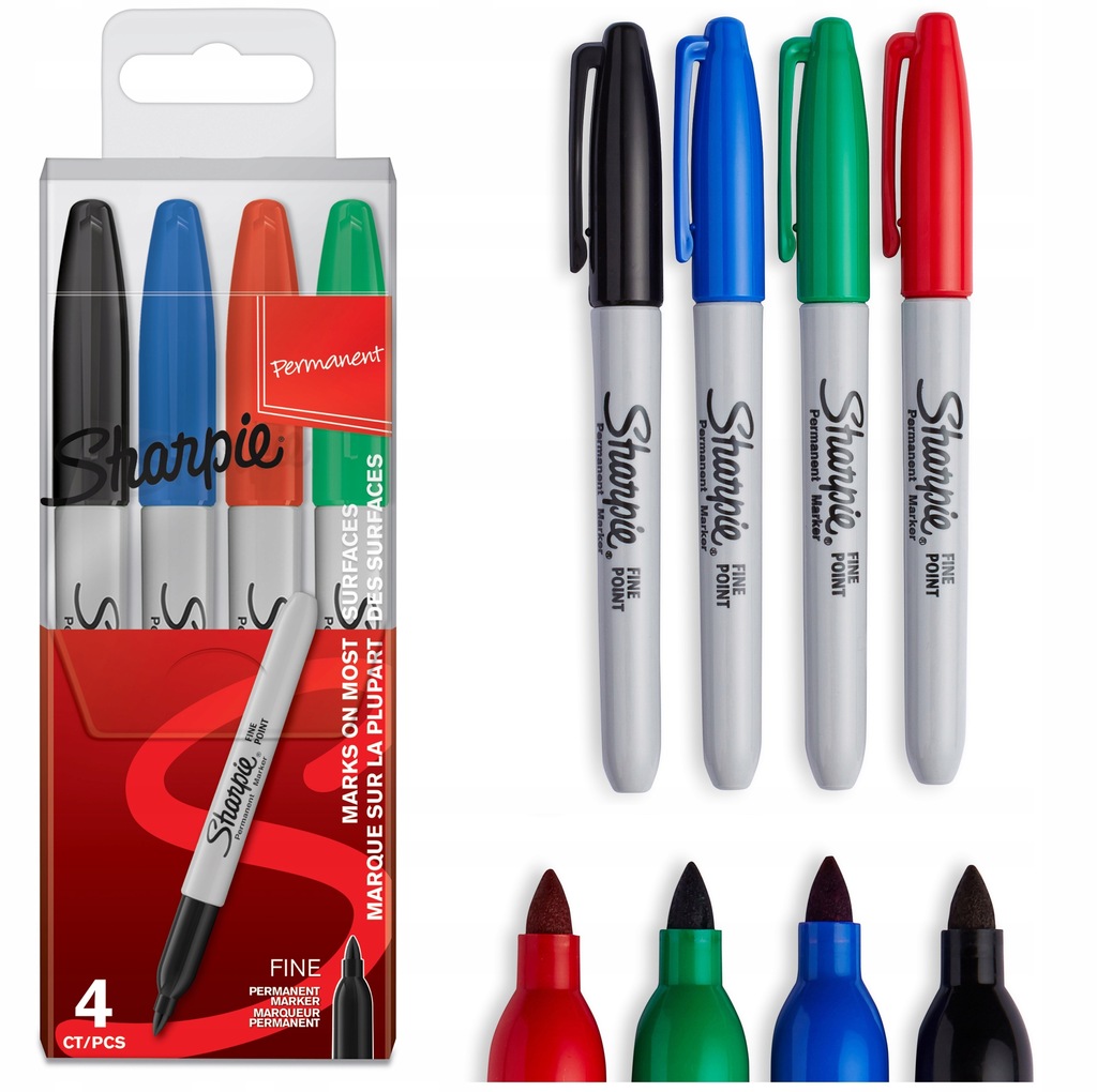 SHARPIE Marker permanentny Fine kolorowe MIX 4szt