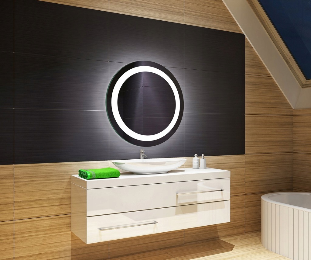 Lustro Okrągłe Podświetlane Łazienkowe LED 50cm 33 - 6787166869 - oficjalne archiwum Allegro
