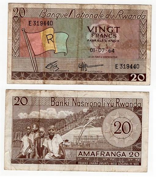 RWANDA 1964 20 FRANCS