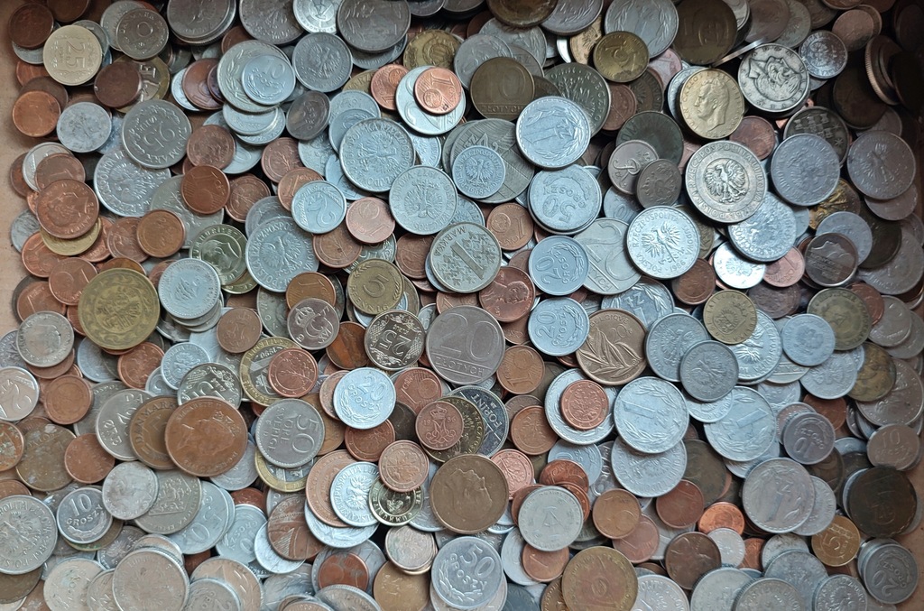 Zestaw monet Polska + Zagranica 3 Kilogramy różne