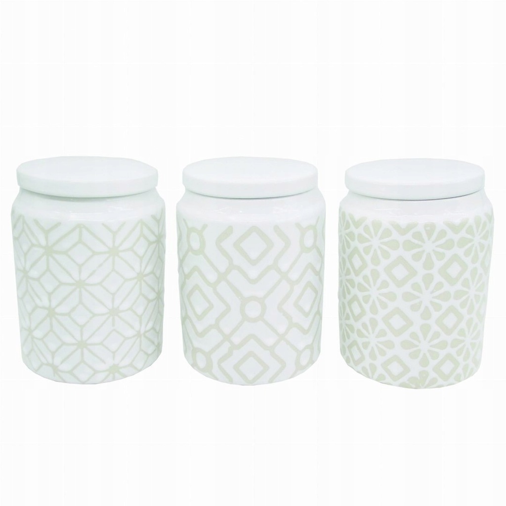 ZESTAW 3 POJEMNIKÓW CERAMICZNYCH NA KAWĘ, HERBATĘ