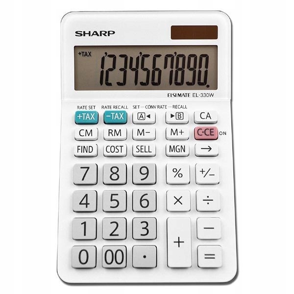 Sharp Kalkulator EL-330W, biała, biurkowy, 10 miej