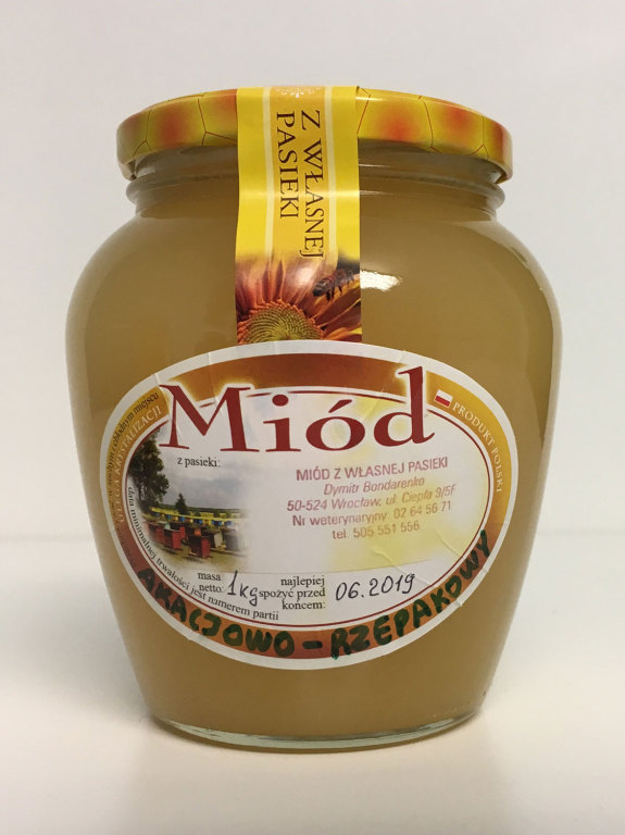 Miód Akacjowo-Rzepako 1 kg - od Własnych Pszczółek