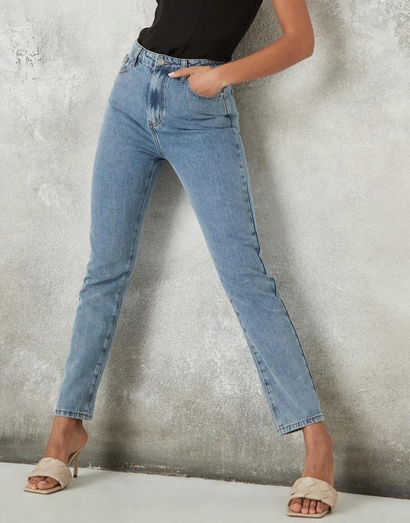 05O057 MISSGUIDED__XXZ JEANSOWE PROSTE SPODNIE__L