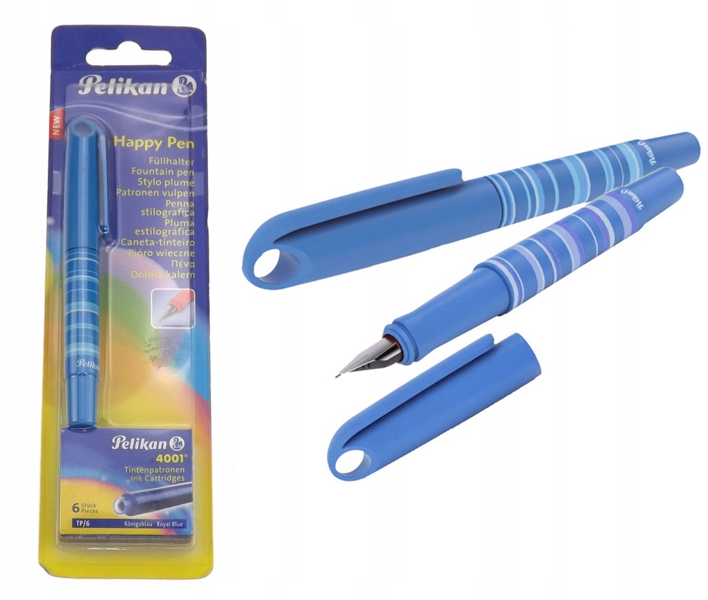 Pióro wieczne Pelikan Happy Pen + naboje 6szt Nowe