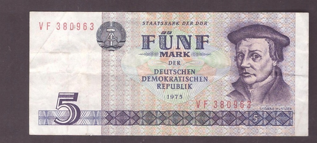 Niemcy NRD - banknot - 5 Marek 1975 rok