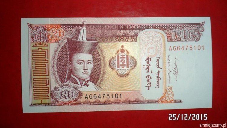 Mongolia - 20 tugrik prosto z banku dla WOŚP