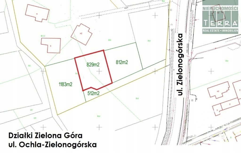 Działka Zielona Góra, zielonogórski, 829,00 m²