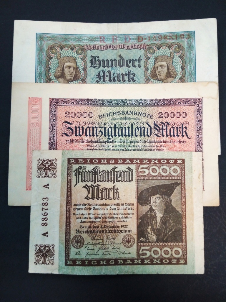 Banknoty Niemcy 1920-1922-1923.