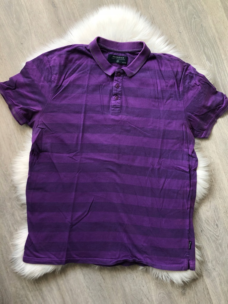 Męski t-shirt fioletowy koszulka polo Reserved L