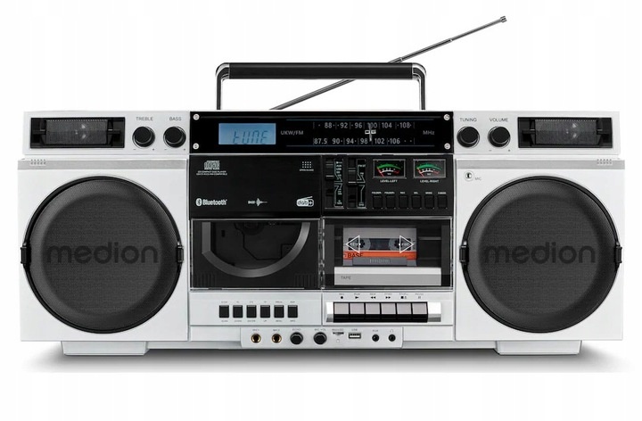 NOWOCZESNY RETRO BOOMBOX MD44538 RADIO DAB+ FM BLUETOOTH CD-MP3 USB 2x10W