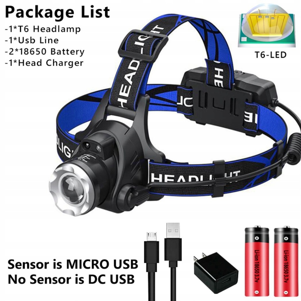T6 No Sensor Upgrade Headlamp Fishing Headlig Lamp