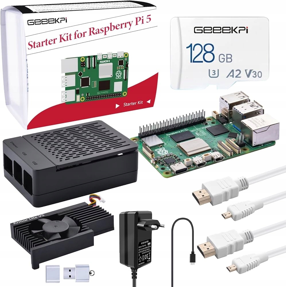 GeeekPi Raspberry Pi 5 - Zestaw Startowy 8GB z Obudową i Akcesoriami