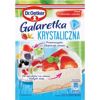 Dr. Oetker Galaretka krystaliczna o smaku truskawkowo-waniliowym 72 g