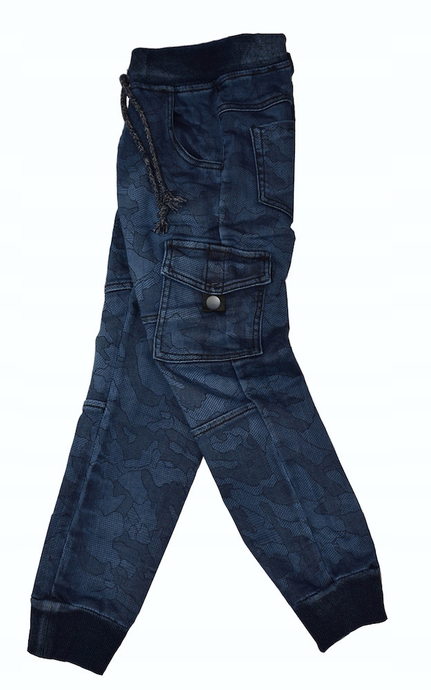 Spodnie jeans bojówki moro granatowe 158-164 16