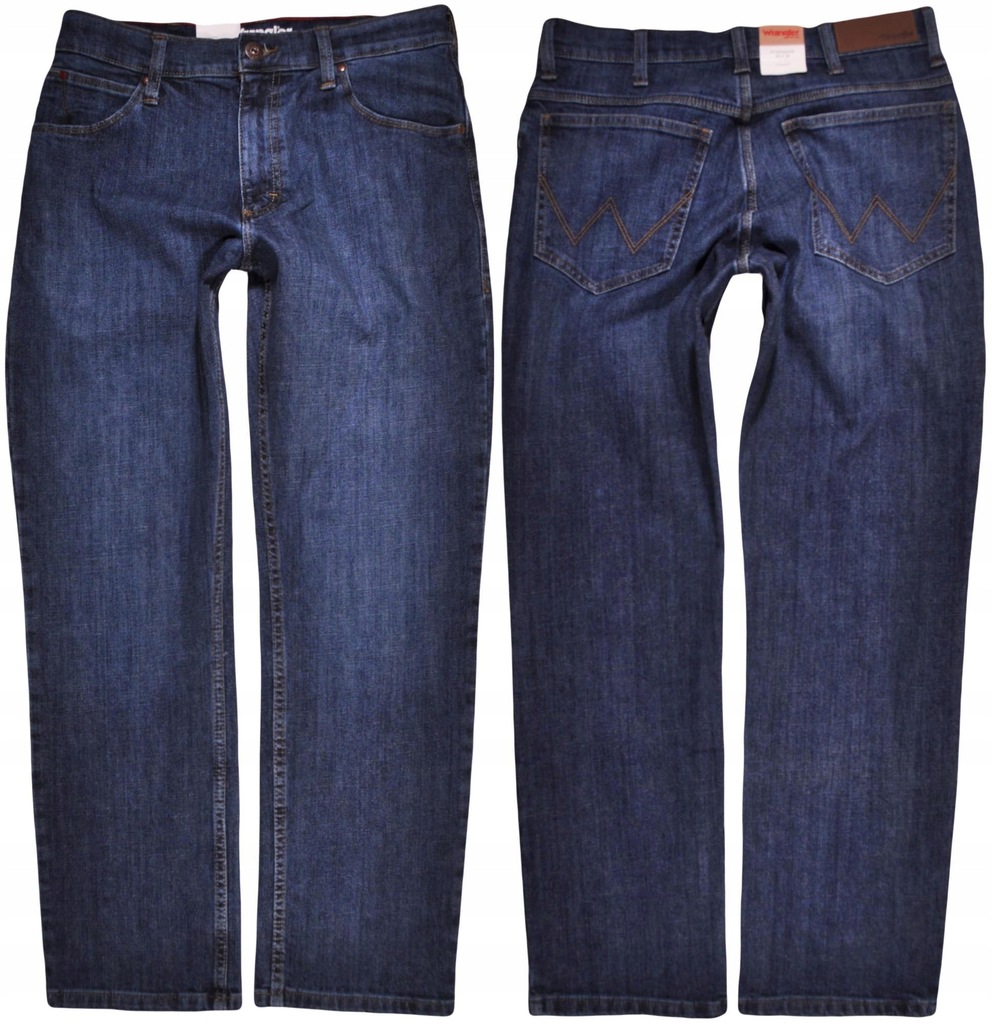 WRANGLER spodnie REGULAR blue DARK STONE jeans STRAIGHT _ W34 L34