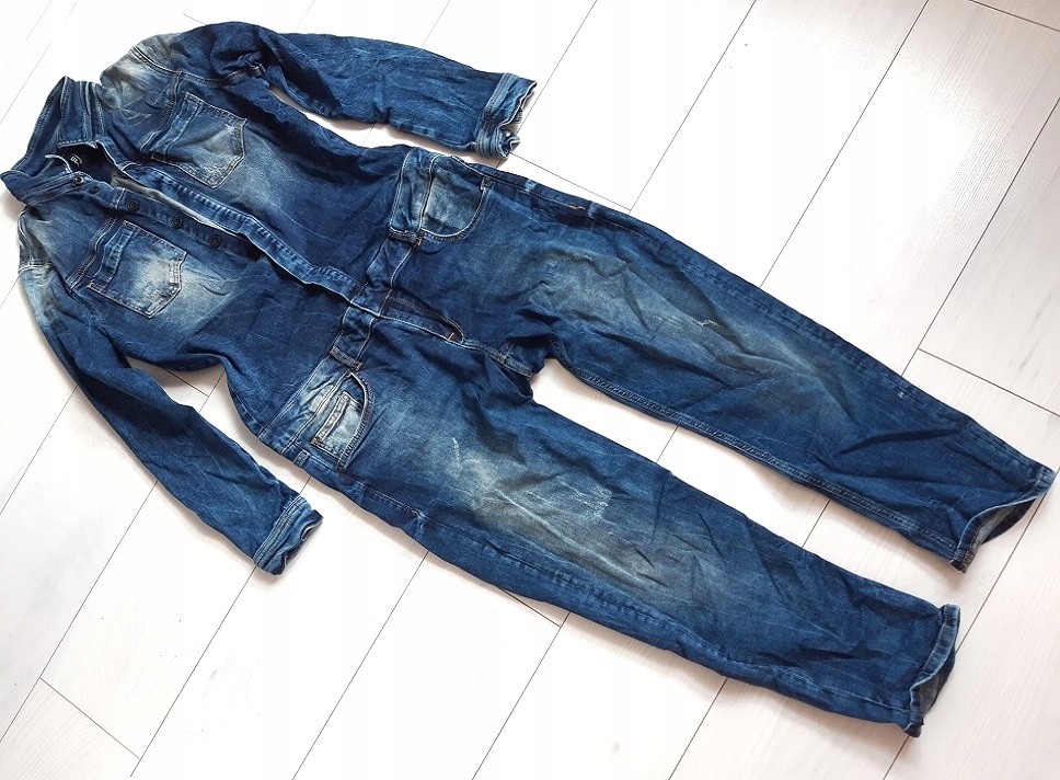 * kombinezon * DENIM jeansowy długi 44