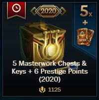 LoL League Of Legends EUNE x5 Masterwork chest