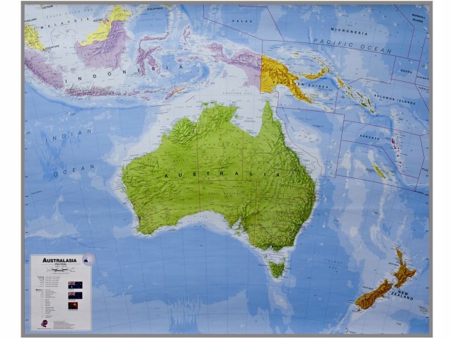 Australia mapa ścienna polityczna na podkładzie