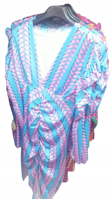 Sukienka dopasowana NIEBIESKA midi we wzór