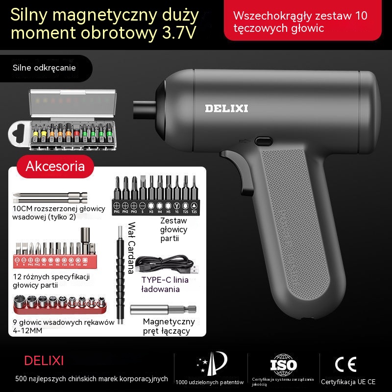 Delixi wkrętarka elektryczna domowa mała ładowalna wiertarka elektryczna