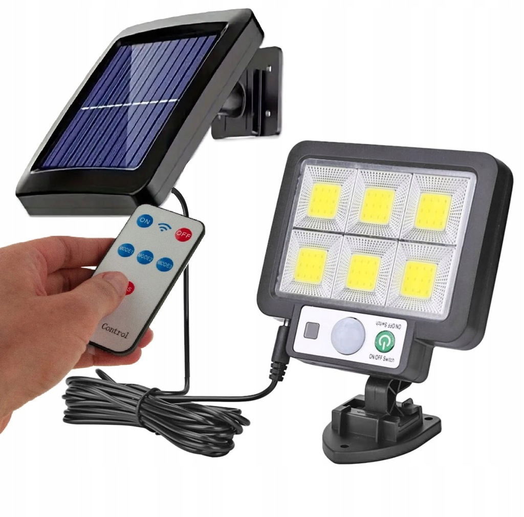 LAMPA SOLARNA LED Z CZUJNIKIEM RUCHU I ZMIERZCHU ZEWNĘTRZNA DO OGRODU PILOT