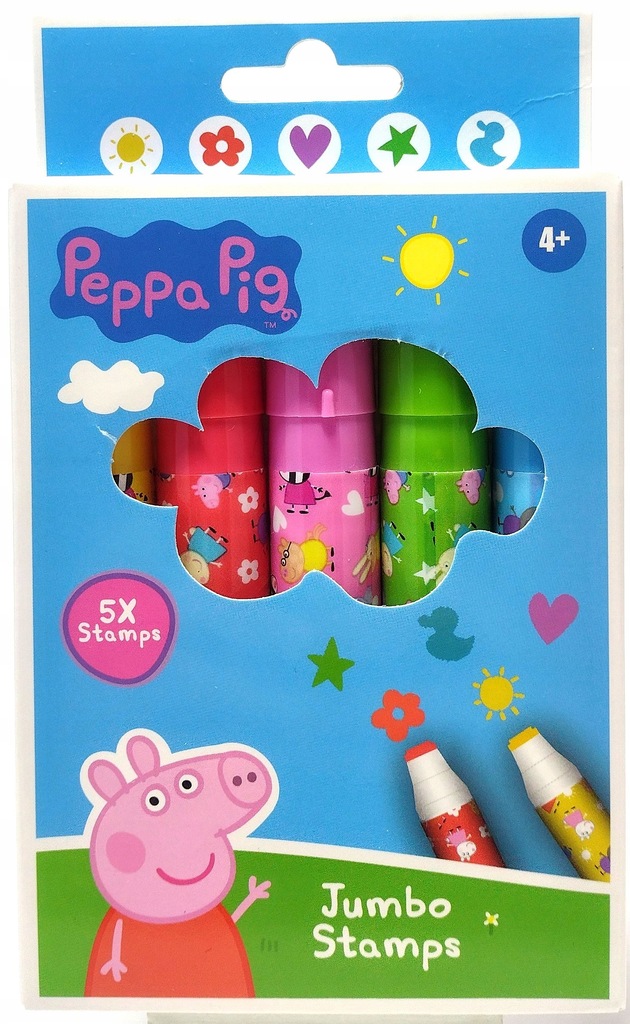 Zestaw pisaków, stempli Świnka Peppa 5 sztuk.