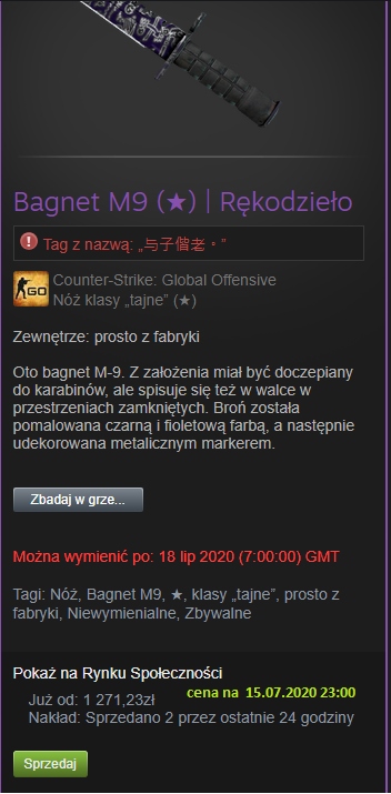 CS GO NÓŻ Bayonet M9 Rękodzieło fn skin