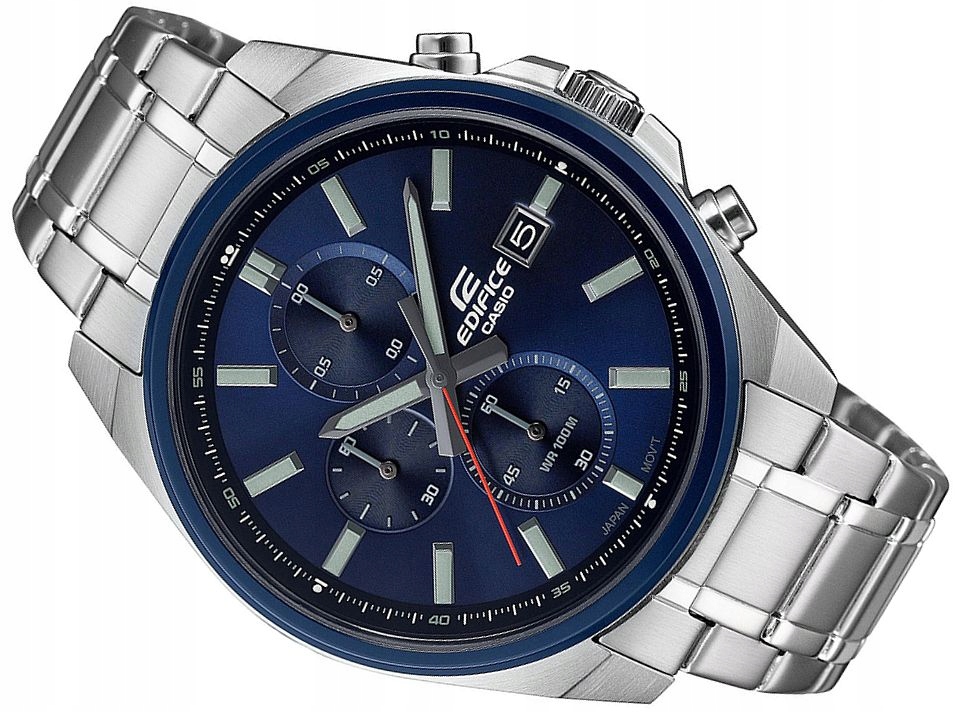 ZEGAREK MĘSKI CASIO EDIFICE EFV-610DB-2A ELEGANCKI CHRONO NIEBIESKI 44mm