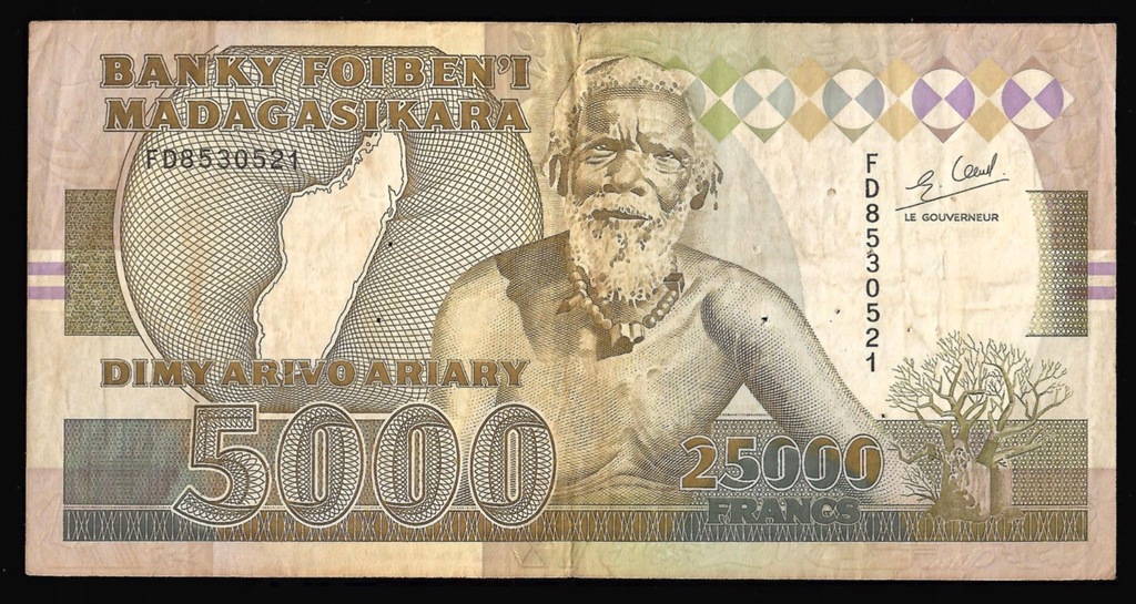 Madagaskar - 25000 franków XF