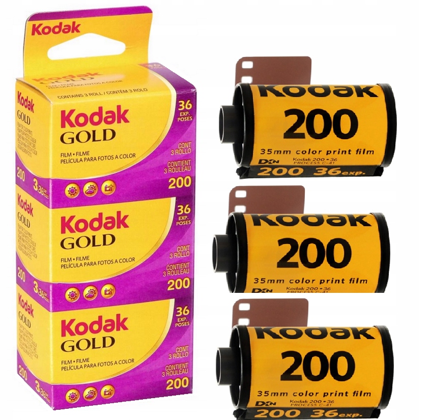 Film Kodak Gold 200/36, komplet 3 filmów.