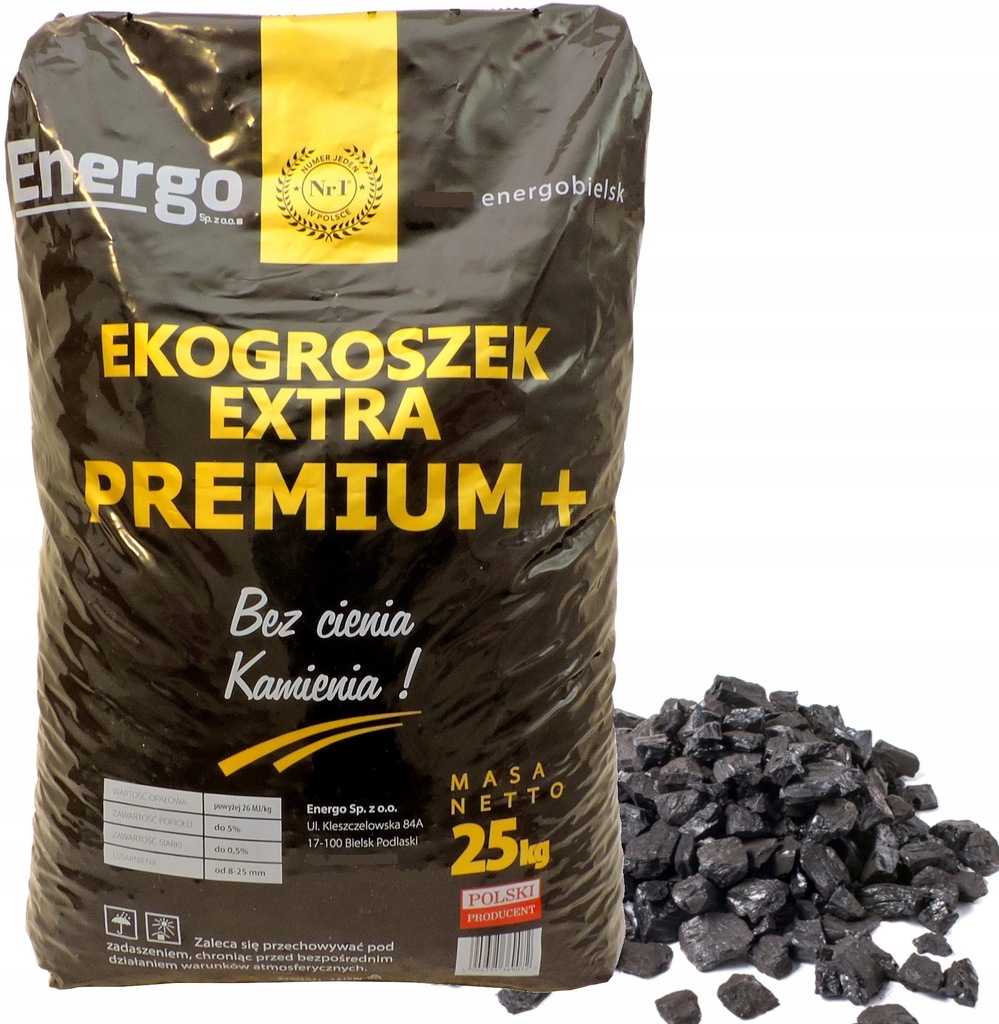 WĘGIEL KAMIENNY EKOGROSZEK PREMIUM WOREK 25 KG 10851954379