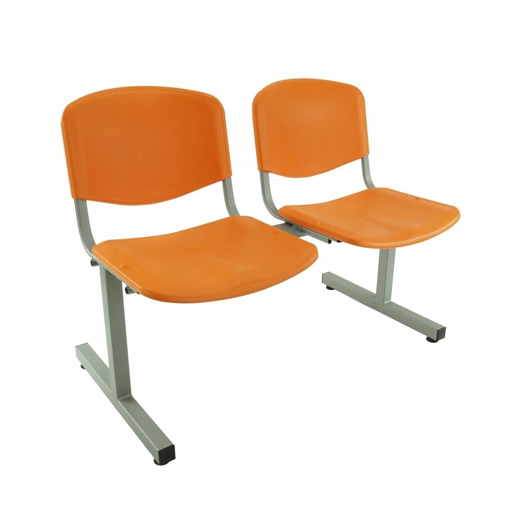 Ławka 2-os ISO - plastik pomarańczowy | stelaż szary