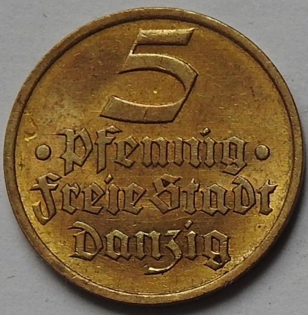 5 fenigów pfennig 1932 Wolne Miasto Gdańsk WMG