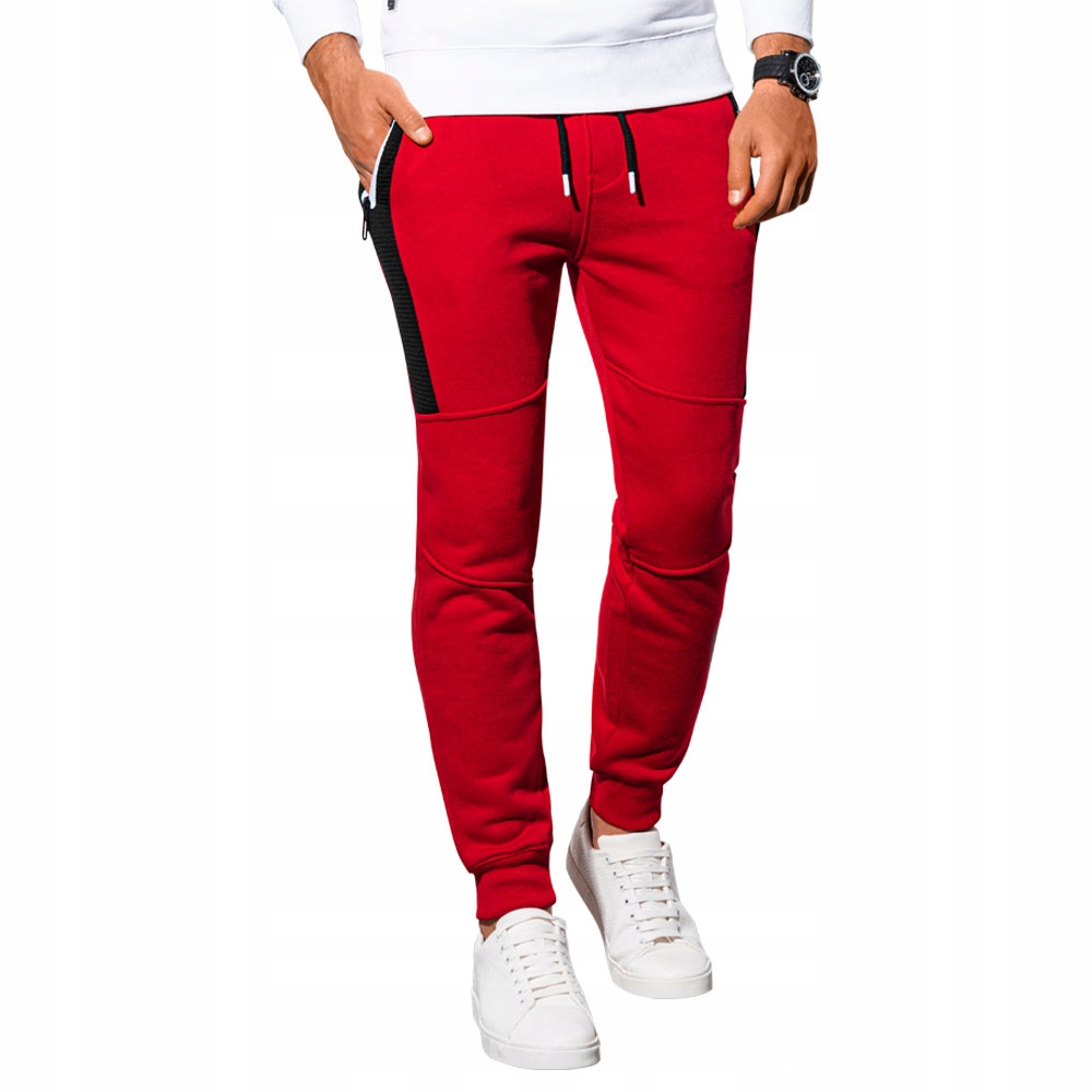 Spodnie męskie dresowe bawełna P903 czerwone L