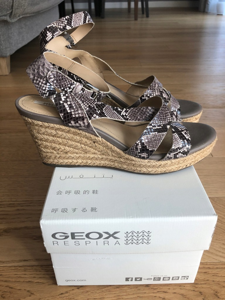 Espadryle na koturnie ze skóry Geox rozmiar 39