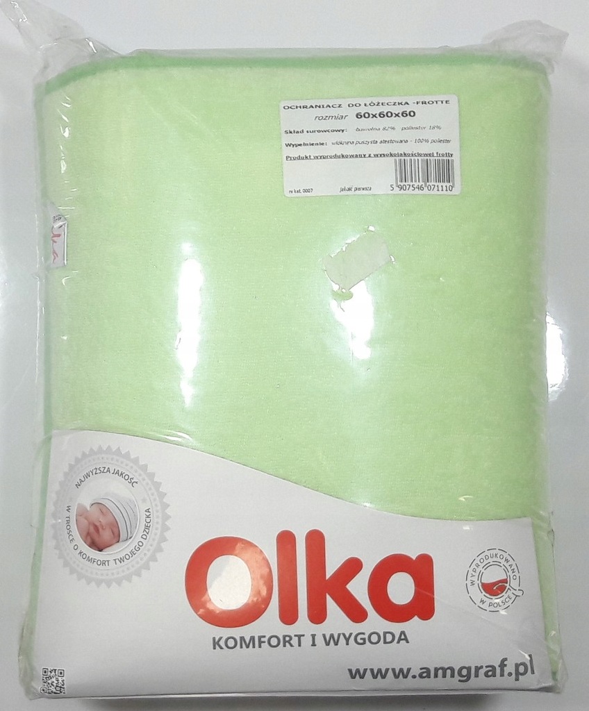 Ochraniacz do łóżeczka frotte 60x60x60 zielo OLKA