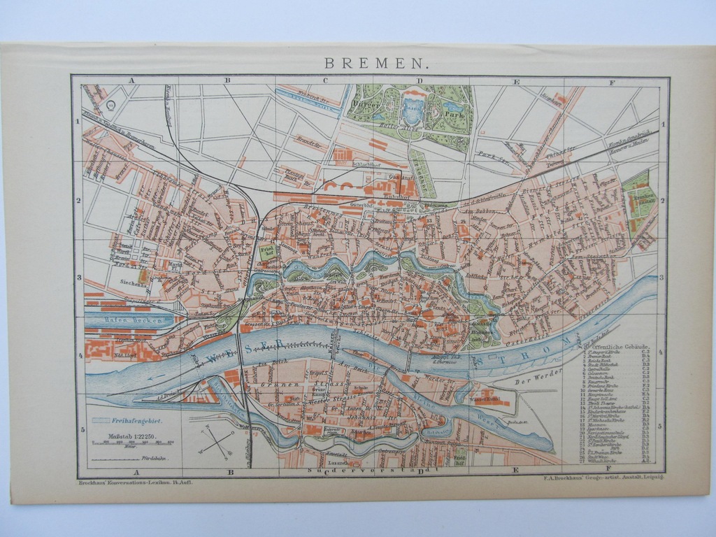 PLAN MIASTA BREMA BREMEN NIEMCY mapa 1898 r.
