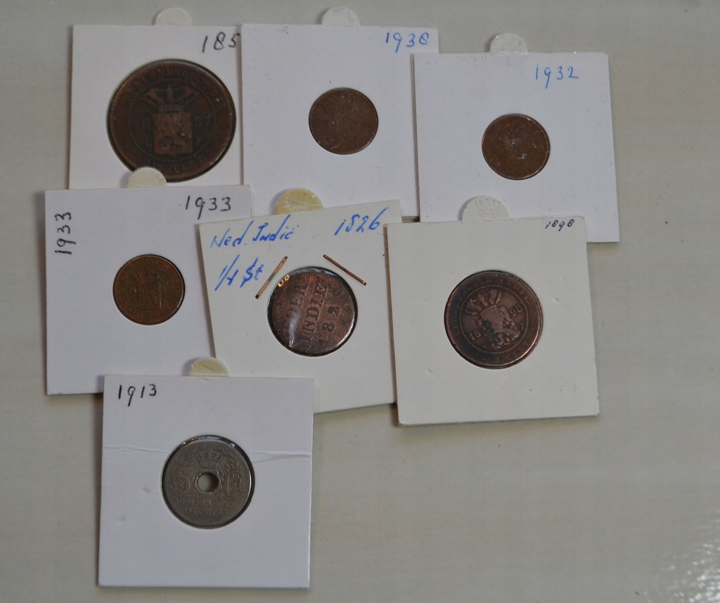 Indie Holenderskie - miks - zestaw 7 monet